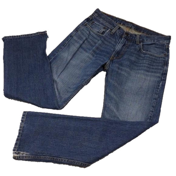Levi's 559 Blue Medium Wash Five Pocket Mid Rise Zip Up Straight Leg Denim Jean - Picture 1 of 16